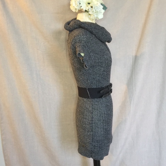 Guess Dark Grey Short Sleeve Tunic Sweater w/ Belt - Picture 5 of 8